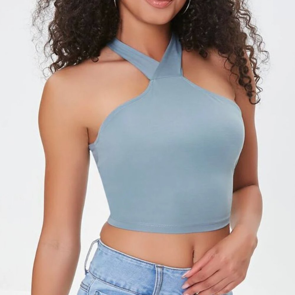 Forever 21 / Teal Crisscross Halter Crop Top